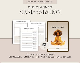 Diario de manifestación, diario de gratitud, cheque de manifestación, manifestación de dinero, diario de bienestar del diario de sueños, planificador Plr