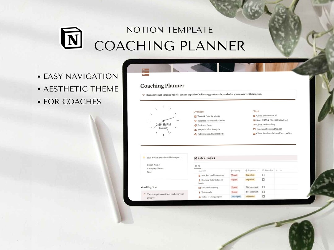 Notion Template Coaching Planner | Notion Client Portal | Online Course ...