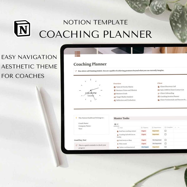 Notion Template Coaching Planner | Notion Client Portal  | Online Course Template |  Coaching Business Tool | Notion Coach