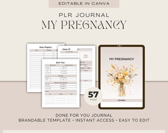 Planificador de embarazo Plr, Diario de embarazo, Kit de mamá embarazada, Maternidad, Diario de recuerdos del bebé, Mi plan de nacimiento, Reventa hecha para usted