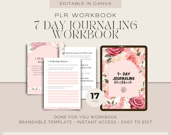 Hecho para usted / Libro de trabajo de diario de 7 días / Canva editable / Herramientas de coaching de vida / Plantilla de libro de trabajo del curso / Lead Magnet / Herramientas de coaching