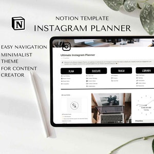 Ultimate Instagram Planner, Notion template business, content calendar for influencer, content creator, social media manager, business owner