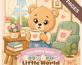 Cute Bear Coloring Book for Adults & Teens | Cozy Printable Coloring Pages | Kawaii Animal Coloring Book PDF | Relaxing Digital Download