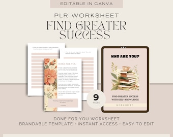 Encuentre su propia hoja de trabajo de marca / Encuentre un mayor éxito con el autoconocimiento / Hecho para usted / Canva editable / Plantilla de hoja de trabajo del curso