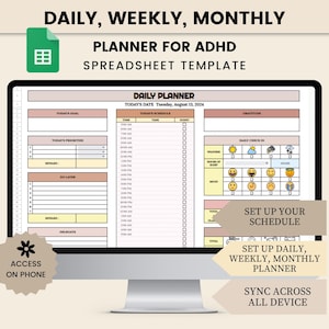 Spreadsheet Planner Daily Schedule Google Sheets To Do List, Monthly Calendar Daily Routine Task Tracker To-do Spreadsheet