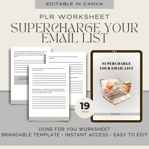 Supercharge Your Email List Brandable Worksheet | Editable Canva | Life coaching tools |Course Workbook template | Done for you |Lead Magnet