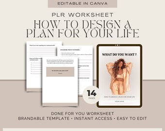 Hecho para usted / Hoja de trabajo de marca ¿Qué desea? / Canva editable / Herramientas de coaching de vida / Plantilla de hoja de trabajo del curso/ Lead Magnet