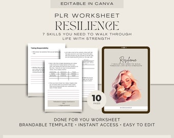 Hecho para usted / Hoja de trabajo de resiliencia con marca / Canva editable / Herramientas de coaching de vida / Plantilla de libro de trabajo del curso / Lead Magnet /Herramientas de coaching