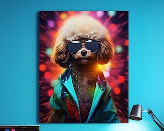 Cool Dog No. 1, Dog Art, Cool Art, Pop Art, Abstract Art, Dog wearing Sunglasses, Poster, Wall Art, Home Decor, Funny Art, Gift