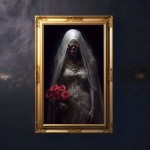 Arredamento per la casa gotico, Sposa morta, Accademia oscura, Pittura vintage, Stampa d&#39;arte digitale, Biopunk, Orrore corporeo, Pittura a olio, Regalo