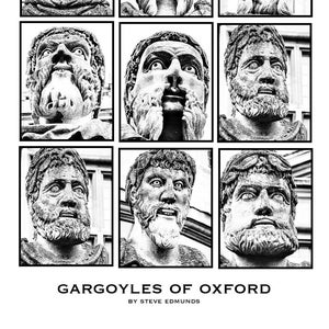 Oxford print, Gargoyles of the university, poster print, mounted print 12 x 10