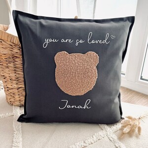 Pillow Cushion daisy flower Pillow Bear Decorative pillow personalized pillow Pillow with name Cuddly pillow Pillow handmade image 4