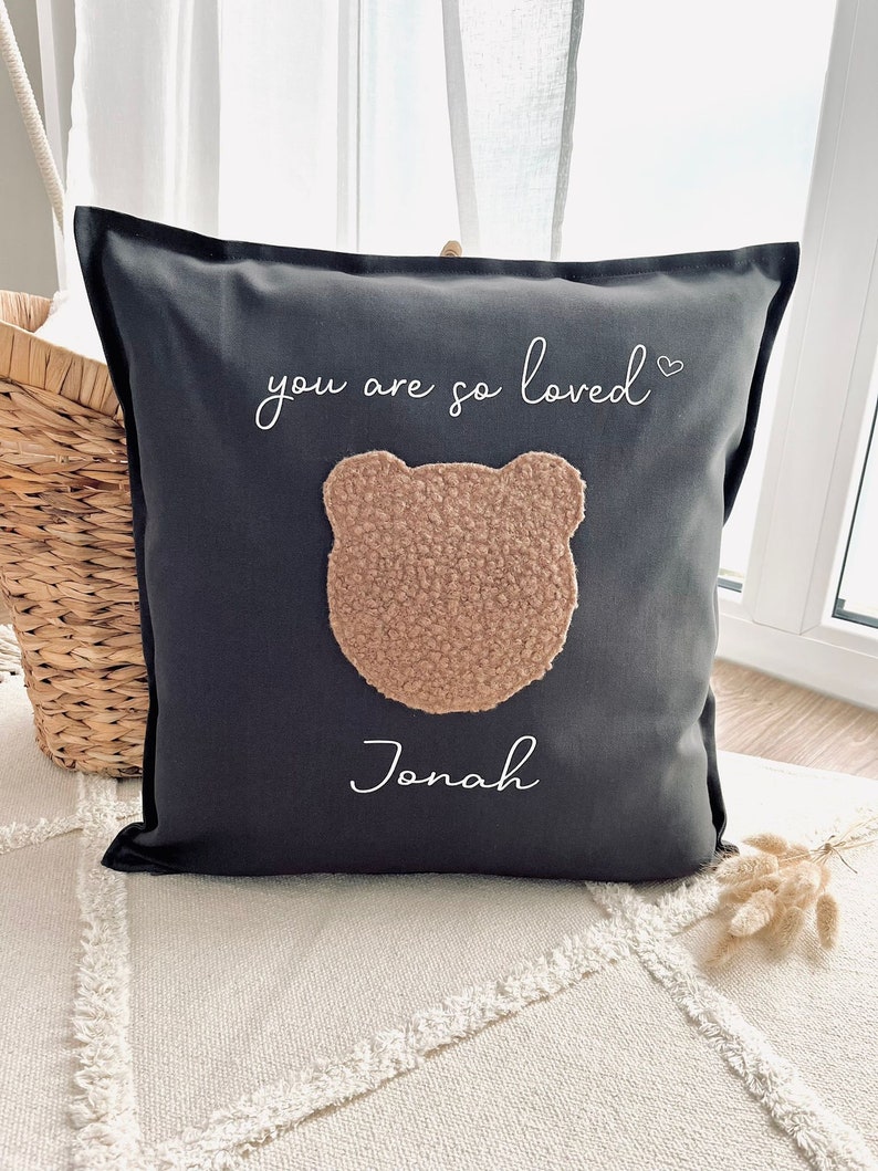 Pillow Cushion daisy flower Pillow Bear Decorative pillow personalized pillow Pillow with name Cuddly pillow Pillow handmade image 4