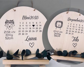 Calendar disc for children | Baptism | Communion | Birth gift | Baptism gift | Gift communion | Personalized wooden slice