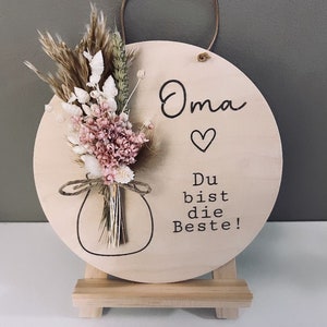 best mom best grandma Wooden disc with dried flowers Thanks for everything Birthday gift best great grandma Gift for Mother's Day V3 beste Oma