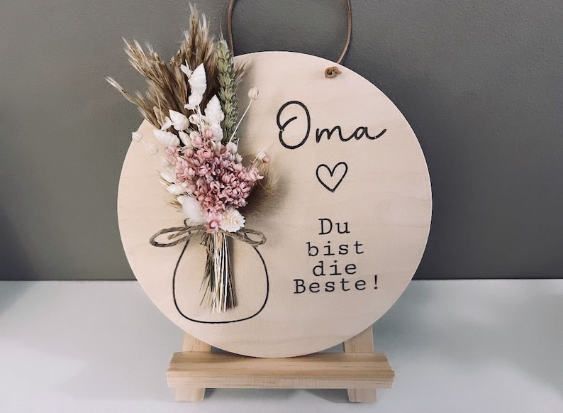 best mom best grandma Wooden disc with dried flowers Thanks for everything Birthday gift best great grandma Gift for Mother's Day V3 beste Oma