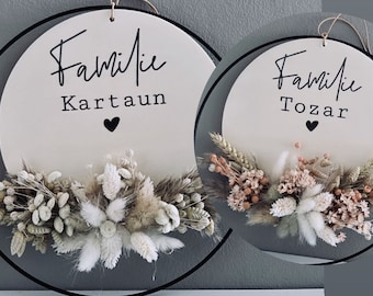 Türkranz mit Trockenblumen | Familie | personalisierbar | Trockenblumen | Deko | Türschmuck | Hochzeitsgeschenk | Hochzeit | Geburtstag