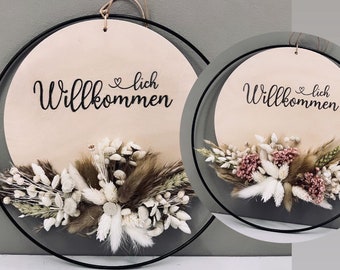 Couronne de porte avec fleurs séchées | accueil chaleureux | Décoration | Décoration de porte | Cadeau de mariage | mariage | anniversaire | Fête des Mères | Entrée | porte