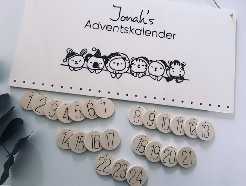 Adventskalender personalisiert personalisierter Adventskalender Adventskalender für Kinder mit Name Weihnachtskalender Adventszeit 2. Schild + Zahlen