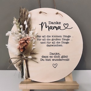 best mom best grandma Wooden disc with dried flowers Thanks for everything Birthday gift best great grandma Gift for Mother's Day V4 Danke Mama