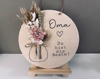 best grandma | best mom | Wooden disc with dried flowers | Thanks for everything | Birthday gift | best great grandma | Gift for Mother's Day |