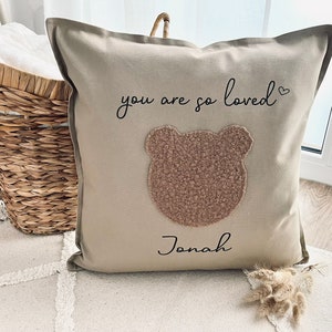 Pillow Cushion daisy flower Pillow Bear Decorative pillow personalized pillow Pillow with name Cuddly pillow Pillow handmade image 5