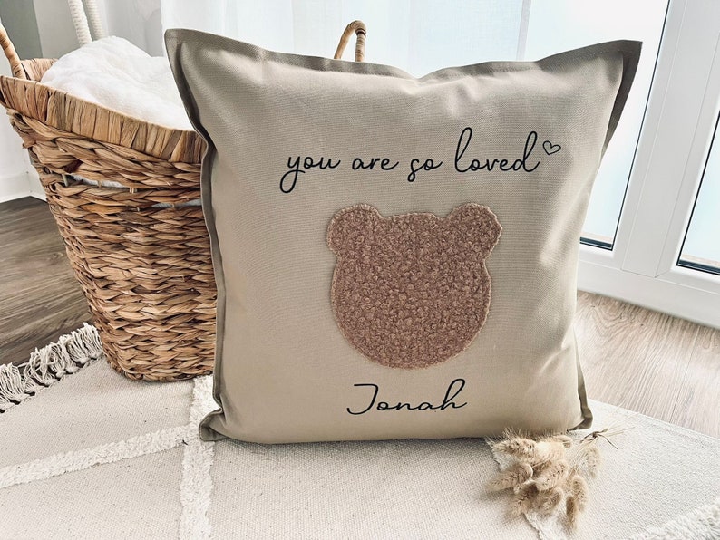 Pillow Cushion daisy flower Pillow Bear Decorative pillow personalized pillow Pillow with name Cuddly pillow Pillow handmade image 5