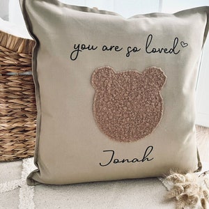 Pillow Cushion daisy flower Pillow Bear Decorative pillow personalized pillow Pillow with name Cuddly pillow Pillow handmade image 9