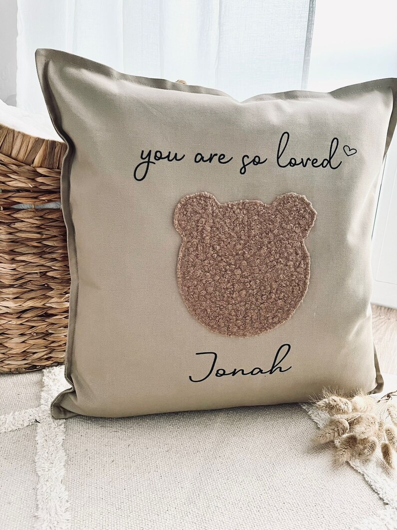 Pillow Cushion daisy flower Pillow Bear Decorative pillow personalized pillow Pillow with name Cuddly pillow Pillow handmade image 9