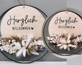 Herzlich Willkommen NEU | Türkranz mit Trockenblumen | Deko | Türschmuck | Hochzeitsgeschenk | Hochzeit | Geburtstag | Muttertag | Eingang