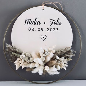 Türkranz mit Trockenblumen personalisierbar mehrere Varianten Deko Türschmuck Hochzeitsgeschenk Hochzeit Geburtstag Muttertag Bild 7