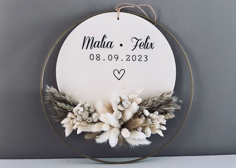 Türkranz mit Trockenblumen personalisierbar mehrere Varianten Deko Türschmuck Hochzeitsgeschenk Hochzeit Geburtstag Muttertag Bild 7