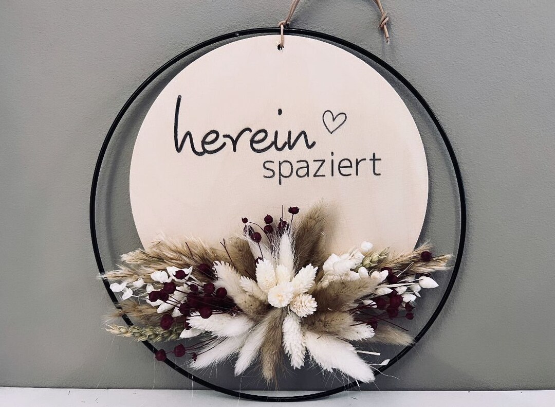 Türkranz mit Trockenblumen herein spaziert Deko Türschmuck