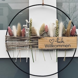 Türkranz mit Trockenblumen Trockenblumen Deko Türschmuck Hochzeitsgeschenk Hochzeit Geburtstag Muttertag Eingang Türe 2. Willkommen Blumen