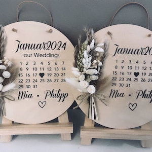 Calendar disc with dried flowers | wedding anniversary | anniversary | Wedding gift | birthday | Engagement | Dried flowers | Valentine's Day