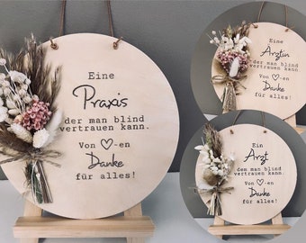 Wooden slice | best practice | best doctor | Thanks for everything | Gift | birth | best doctor | Dried flowers