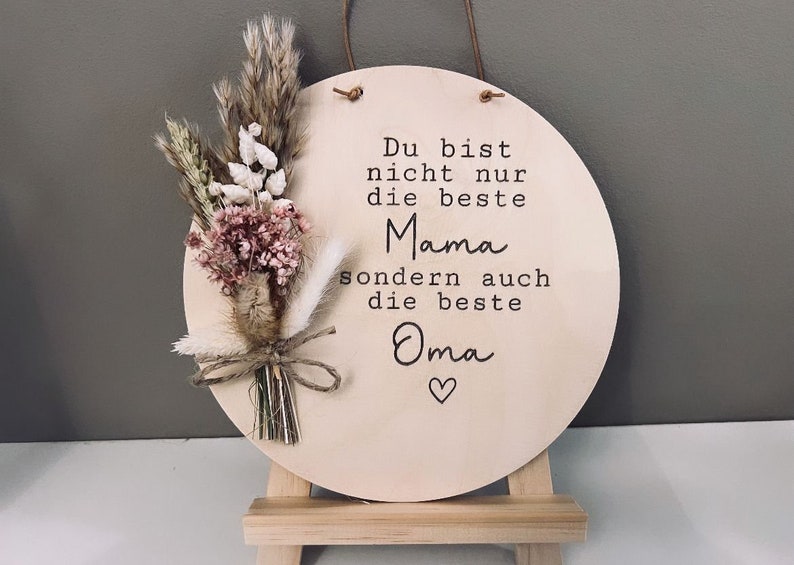 best mom best grandma Wooden disc with dried flowers Thanks for everything Birthday gift best great grandma Gift for Mother's Day V1 beste Mama/Oma