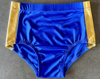 MEDIUM (32-34) SHINY High Waist Pro Wrestling Trunks with Wide Metallic Foil Stripes / Many Colours / Classic Professional Wrestling Gear