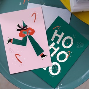 Duo cartes Noël illustration elfe magique