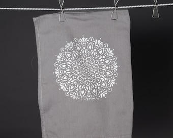 Kitchen towel, tea towel, screen print, mandala