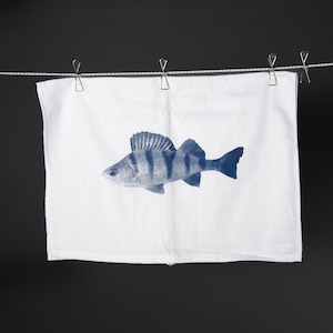 Kitchen towel, tea towel, screen printing, perch, perch, kretzer, fish
