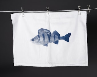 Kitchen towel, tea towel, screen printing, perch, perch, kretzer, fish