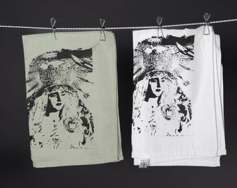 Kitchen towel, tea towel, silkscreen, Maria