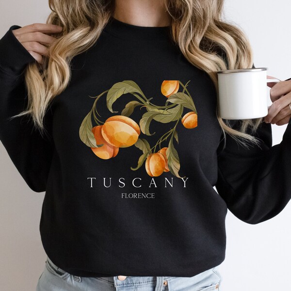 Toskana Apricot Sweatshirt | Florenz | Unisex Bequemes Sweatshirt | Urlaub Sommer Design | Sommer Outfit, Geschenk für Freundin, Obst Shirt