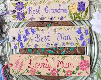 Personalised Hand-Painted Bookmark: Bookmark for Mum, Grandma, Nan, Nana birthday gift