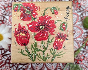 Hand-Painted Poppy Keepsake Box: Flower Ring Box