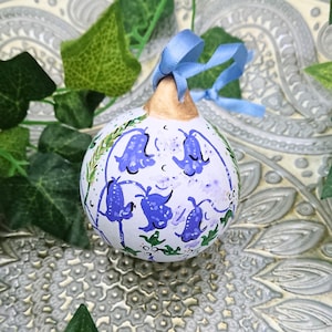 Bluebell hand-painted ceramic bauble, Bluebell personalised Christmas decoration, Bluebell ceramic keepsake, Bluebell gift, Bluebell memoria