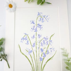 Bluebell original signed watercolour painting, Bluebell wood art, Bluebell picture, Bluebell wall decor, gift for Mum friend Nana Grandma