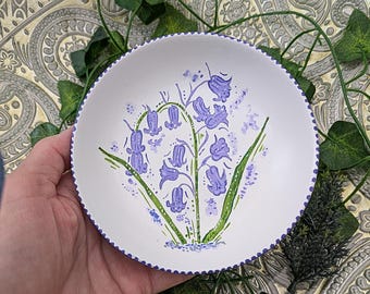 Hand-Painted Bluebell Ceramic Trinket Dish: Ring Jewellery ding