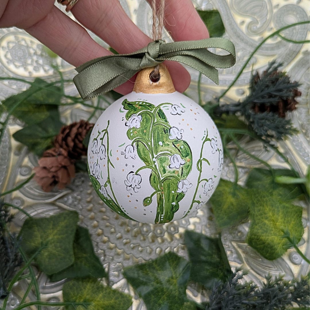 Hand-painted Lily of the Valley Ceramic Christmas Bauble, Keepsake ...